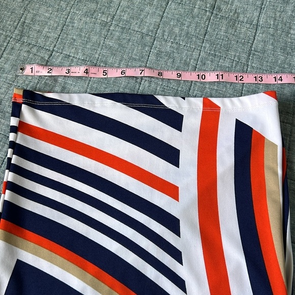 Geometric Print Flowy Pants in Navy Blue and Orange - Picture 7 of 7